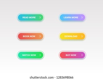 Colorful button set for websites or online usage, vector illustration