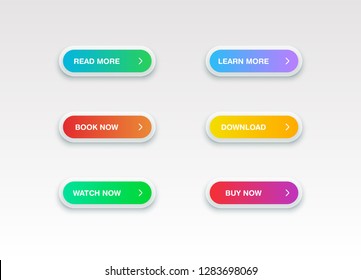 Colorful button set for websites or online usage, vector illustration