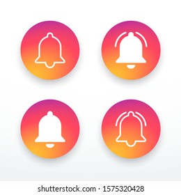 Colorful buttons bell with shadow. Template web element, app, ui. Social media concept. Vector illustration. EPS 10