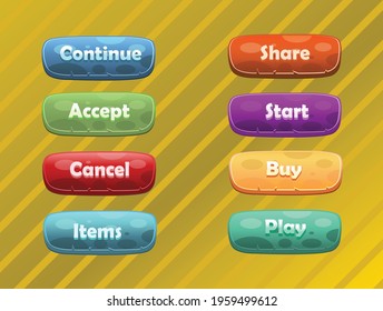 Colorful buttons for games or web, ui elements, buttons