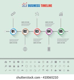 Colorful buttons timeline with set of icons, vector designed template