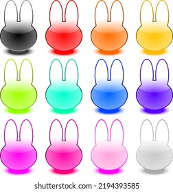 Colorful buttons in vector format. rabbit shape.