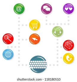 colorful buttons web activities tree scheme illustration
