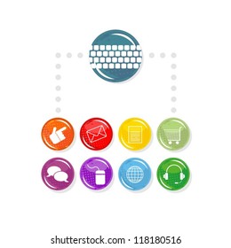 colorful buttons web activity scheme illustration