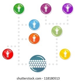 colorful buttons web  community tree scheme illustration