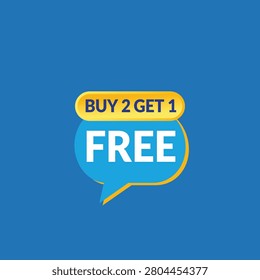 Colorful buy 2 get 1 free sale banner with speech bubble design