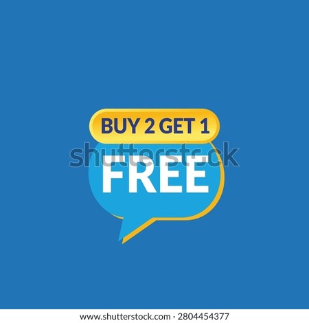 Colorful buy 2 get 1 free sale banner with speech bubble design