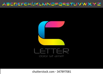 Colorful C letter Logo design alphabet collection