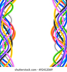Colorful cable waves on sides, isolated on white background vector