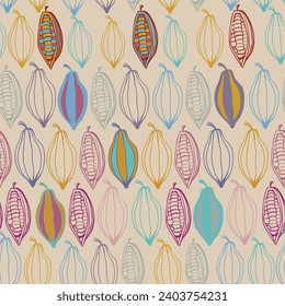 Colorful cacao vector pattern seamless design
