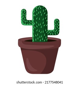 colorful cactus in the pot with a flat vector design