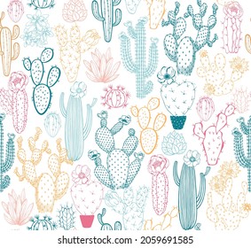 COLORFUL CACTUS SEAMLESS PATTERN FOR GIRLS