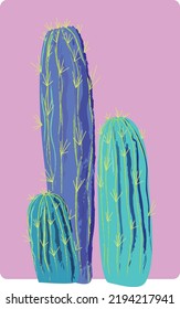 Colorful cactus. Vector cactus. Funny style cactus.