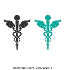 Colorful Caduceus Icon Vector Design.