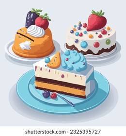 Colorful cake cartoon art design vector illustration. Seamless pattern. Whimsical Cake Characters