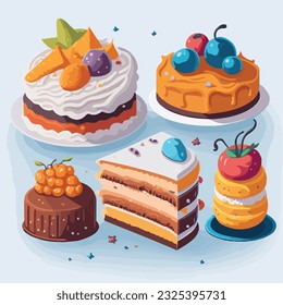 Colorful cake cartoon art design vector illustration. Seamless pattern. Charming Cake Delight