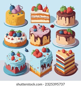 Colorful cake cartoon art design vector illustration. Seamless pattern. Cartoon Cake Wonderland
