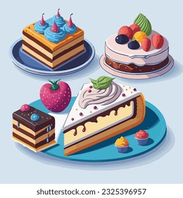 Colorful cake cartoon art design vector illustration. Seamless pattern. Candyland Confection