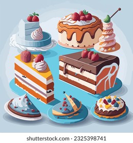 Colorful cake cartoon art design vector illustration. Seamless pattern. Cartoon Cake Carnival