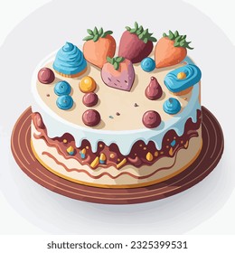 Colorful cake cartoon art design vector illustration. Dreamy Dessert