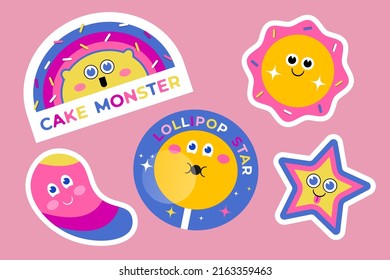 Colorful Cake Characters Label Design