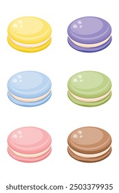 Colorful cake macarons ,macarons set.Vector illustration.