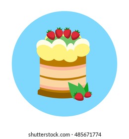 Colorful Cake Sweet Dessert Food Icon Flat Vector Illustration