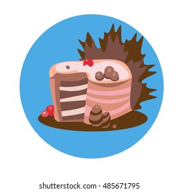 Colorful Cake Sweet Dessert Food Icon Flat Vector Illustration