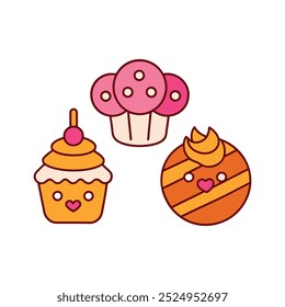 Colorful cake vector illustration with cartoon, clipart, and line art for digital designs.





