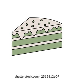 Colorful Cakes Illustration - Matcha Cake
