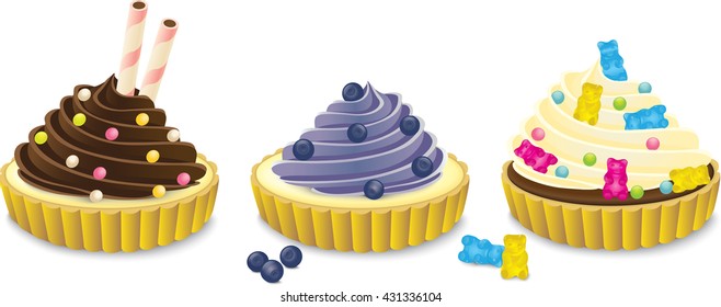 Colorful Cakes Set. EPS10