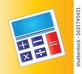 Colorful Calculator Icon with Basic Math Symbols on Yellow Background