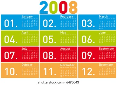 Colorful Calendar for 2008.