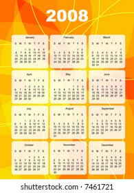 Colorful Calendar for 2008 fully editable vector format
