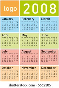 Colorful Calendar for 2008. With Space reserved for logo.