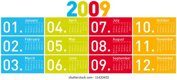 Colorful Calendar for 2009