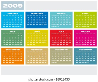 Colorful Calendar for 2009.