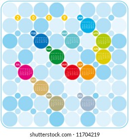 Colorful Calendar for 2009, in a circles theme