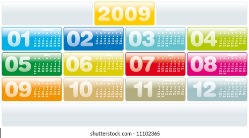 Colorful Calendar for 2009. Horizontal design. with space reserved for logo.