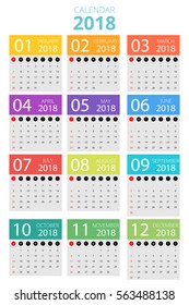 Colorful calendar 2018 