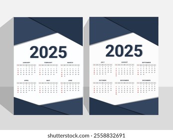 colorful Calendar 2025, calendar ready to print design template vector. wall and Desk calendar 2025.
