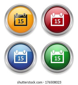 Colorful calendar button with metallic border