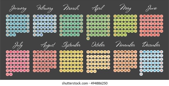 Colorful calendar circles
