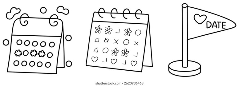 A Colorful calendar designs for event planning featuring flowers and hearts, perfect for organizing special dates