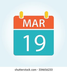 Colorful calendar icon - Mar 19
