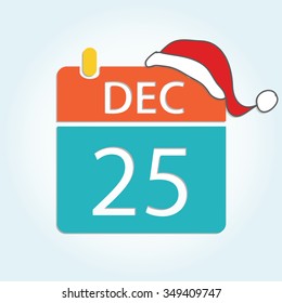 Colorful calendar icon with Santa hat - Dec 25 