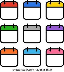 Colorful calendar isolated vector icons.