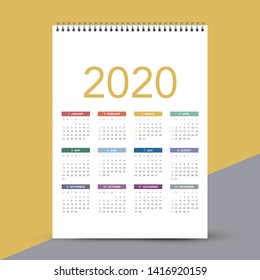 Colorful calendar Layout for 2018 years. Week starts from Sunday.