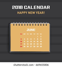 Colorful calendar Layout for 2018 years. Week starts from Sunday.