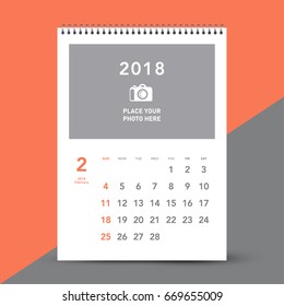 Colorful calendar Layout for 2018 years. Week starts from Sunday.